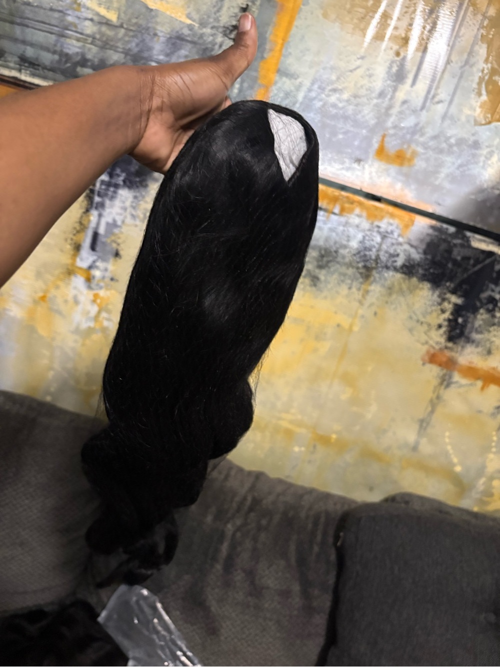 Sleek Natural Black Wrap Wig for Women - Smooth Gloss Finish